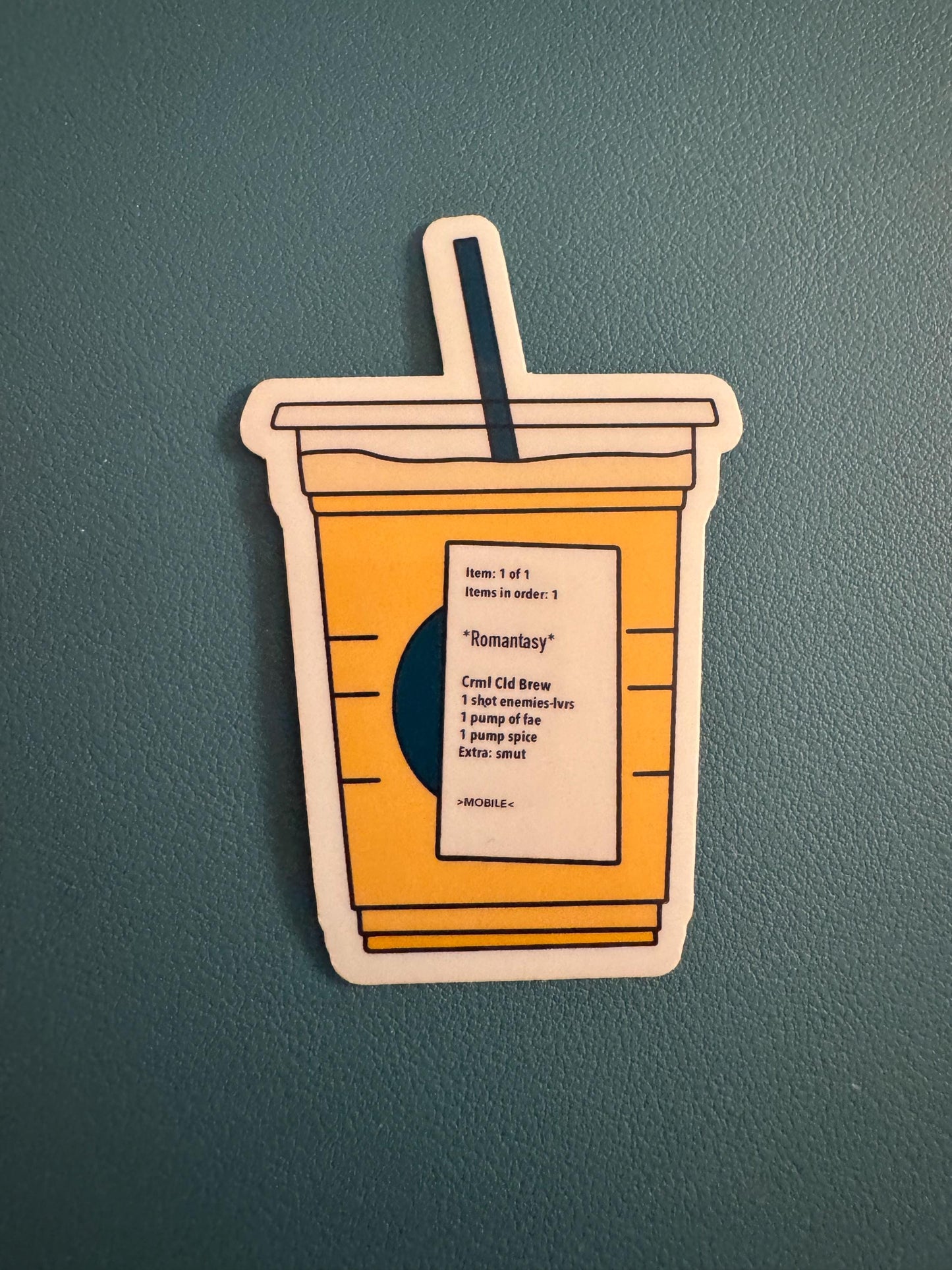 Romantasy Themed Iced Coffee Vinyl Sticker, Enemies to Lovers, Fae Creature, Smut, Spice, Book Lover