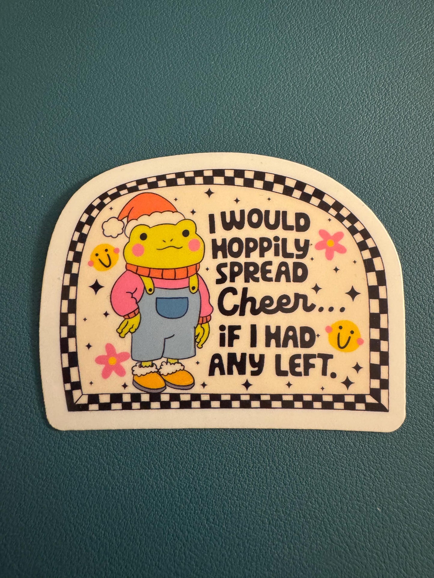 I Would Hoppily Spread Cheer If I Had Any Left Waterproof Sticker, Holiday Christmas Frog, Vinyl Sticker, Christmas Cheer