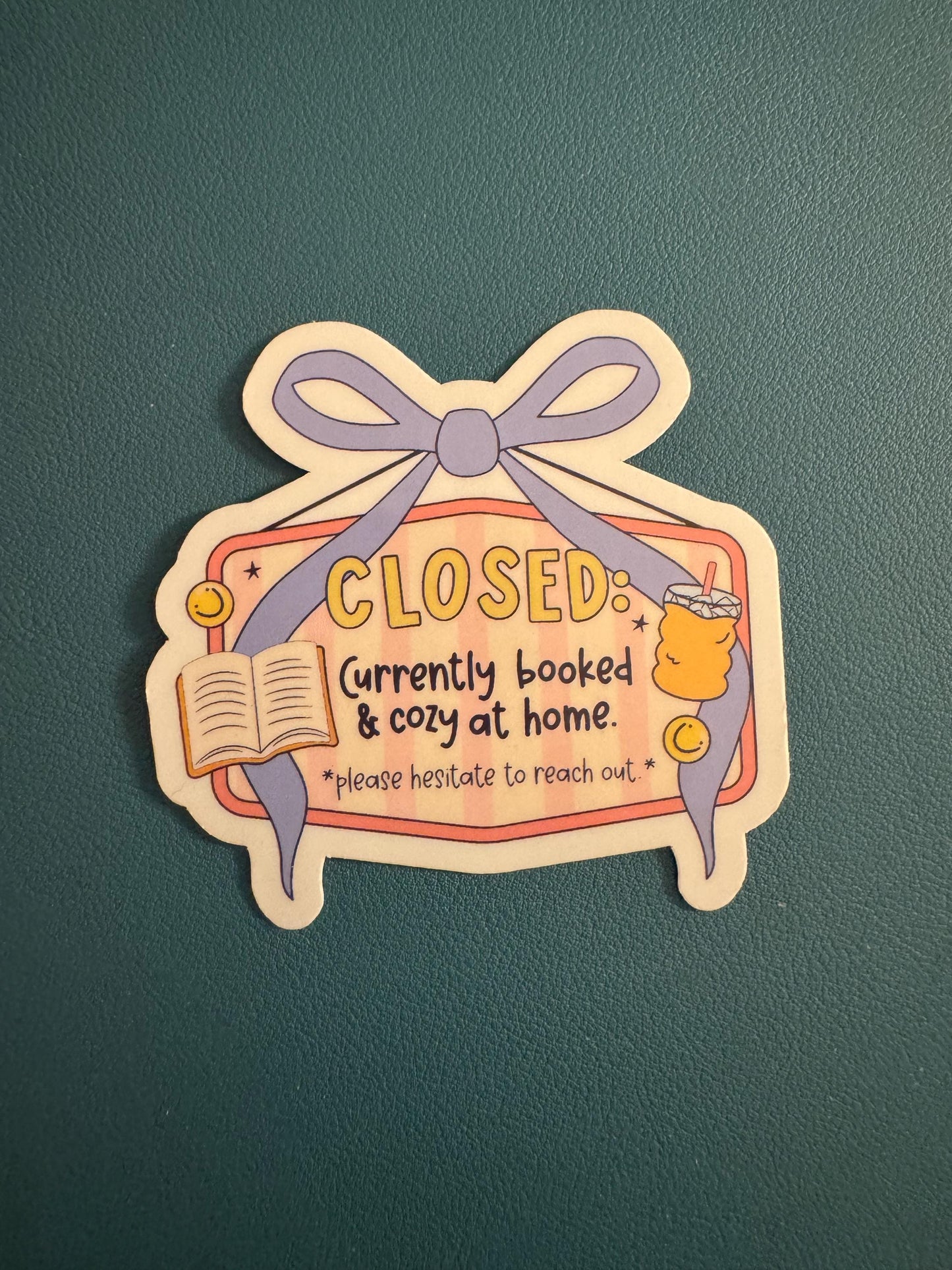 Currently Book & Cozy at Home Vinyl Sticker, Book Lover, Iced Coffee, Waterproof