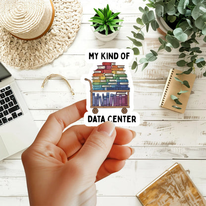 My Kind Of Data Center Sticker, Rainbow Library Book Stack Sticker, Protect Libraries Decal