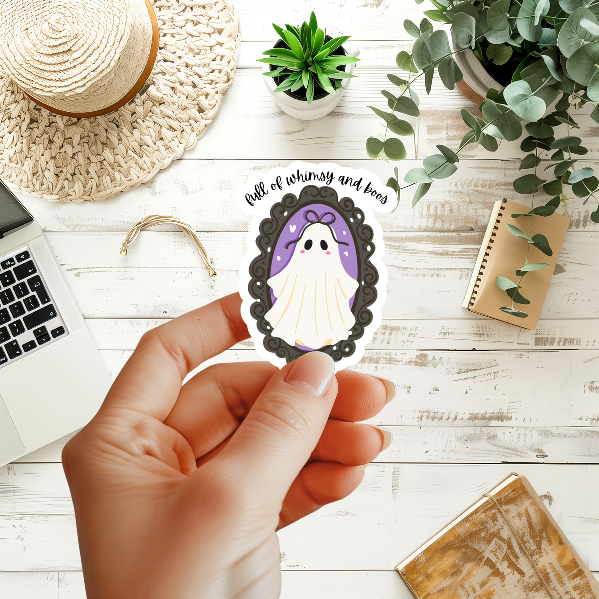 Full of Whimsy and Boos Sticker, Whimsical Halloween Ghost Sticker, Witchcore Sticker, Cottagecore